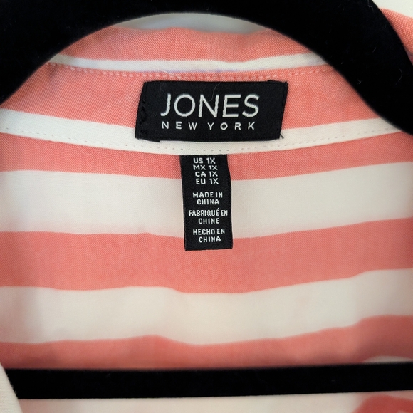 Jones New York Pink White Stripe Shirt Dress 1X - Picture 4 of 8
